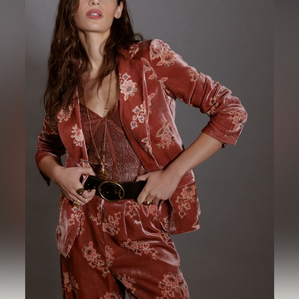 NWT tags Anthropologie floral burnout blazer